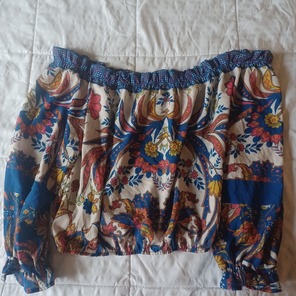 Flying Tomato Off The Shoulder Blouse Multicolor - Picture 3 of 10